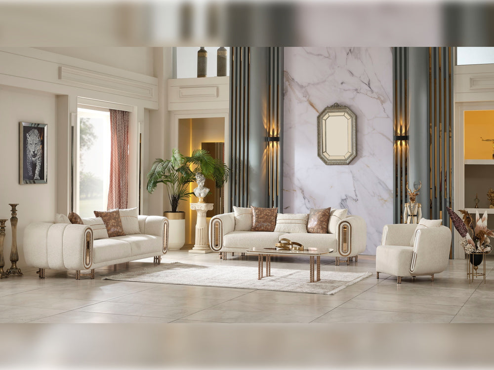 Bella Cream 3-pieces (Sofa & Loveseat & Chair) Living Room Set