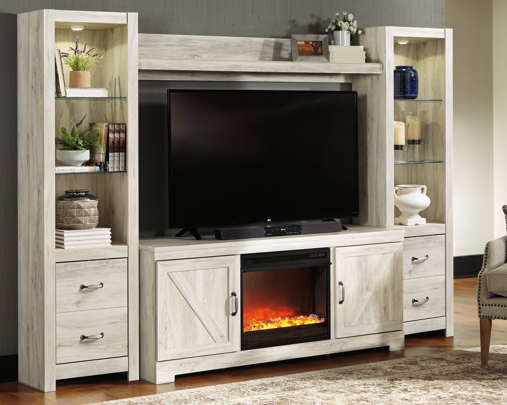 Bellaby Black 4-Piece Entertainment Center with Fireplace (Online Special Price) - Ornate Home