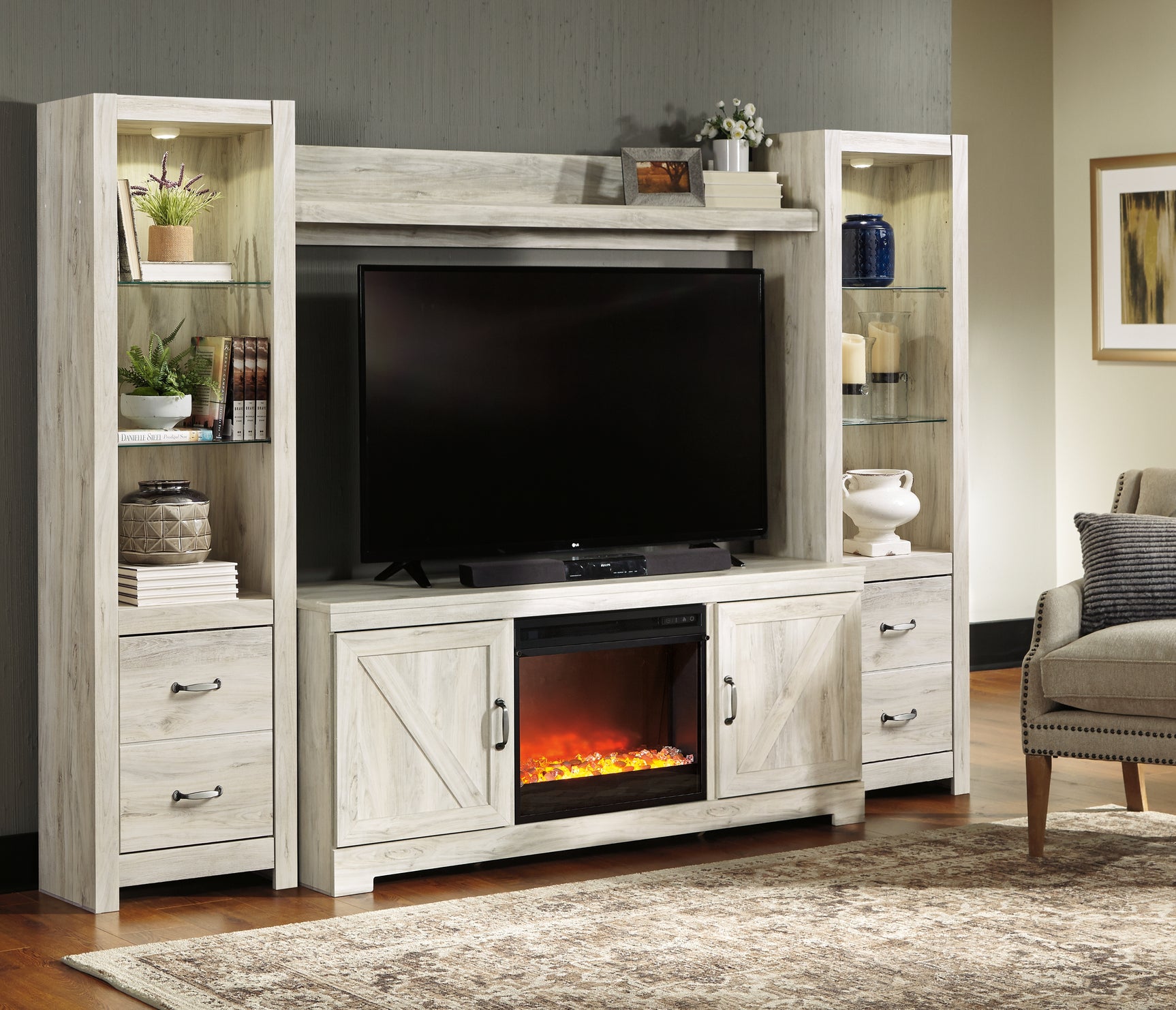 Bellaby Black 4-Piece Entertainment Center with Fireplace (Online Special Price) - Ornate Home