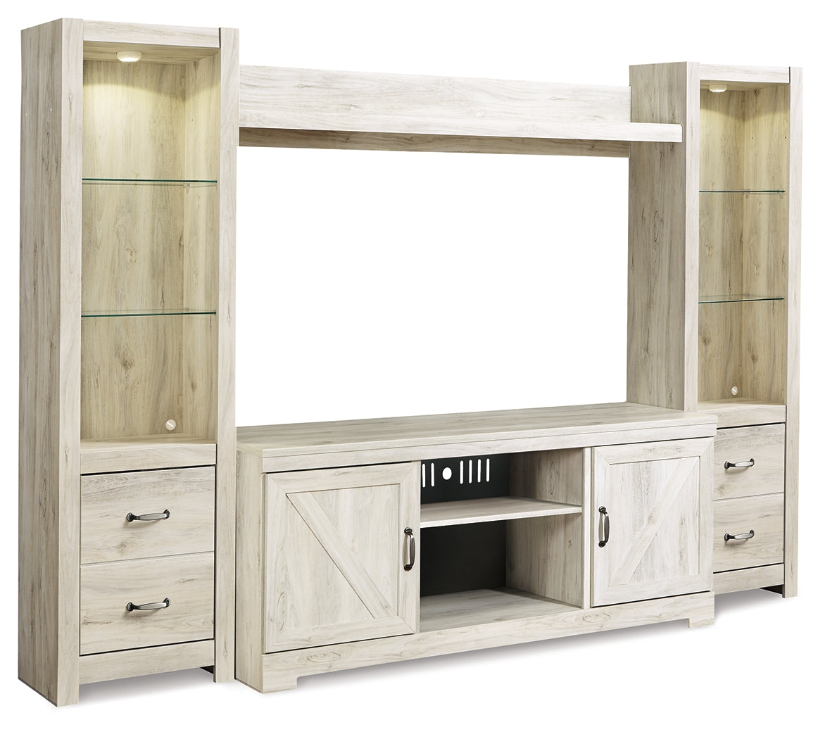 Bellaby Whitewash 4-Piece Entertainment Center - Ornate Home