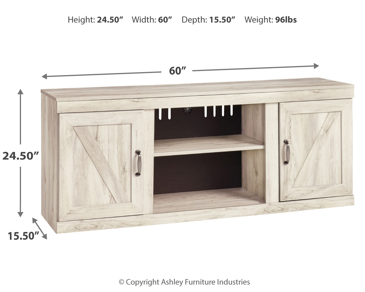 Bellaby Whitewash Entertainment Center (Online Special Price) - Ornate Home