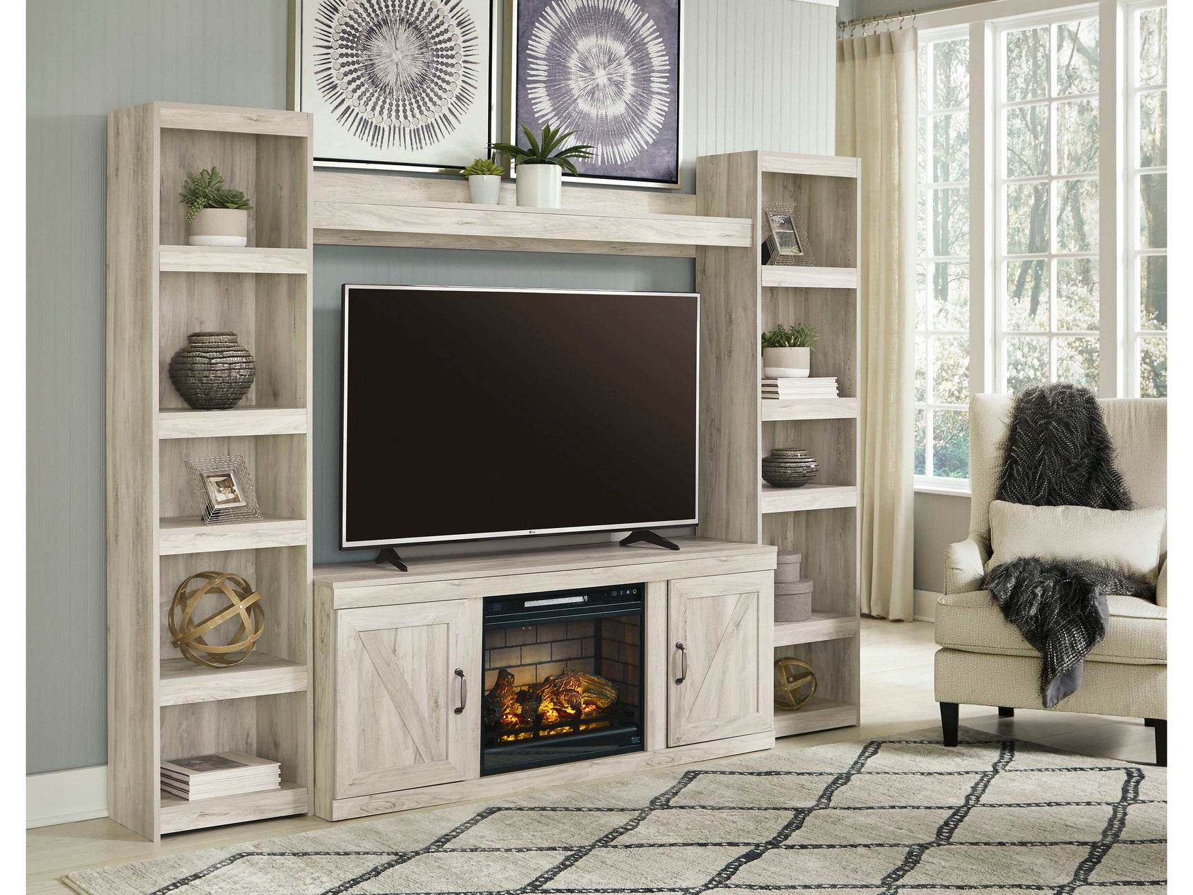 Bellaby Whitewash Entertainment Center - Ornate Home