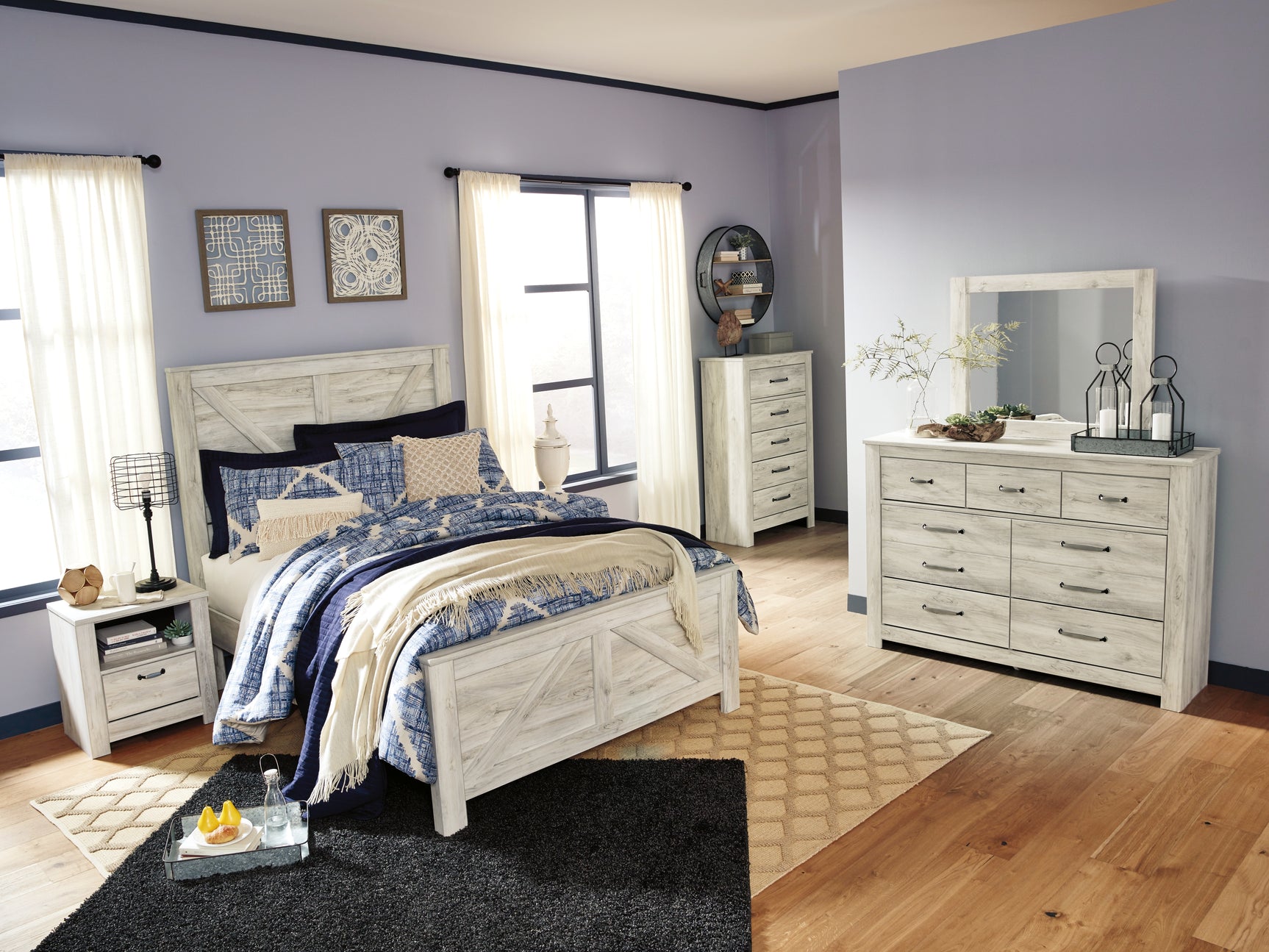 Bellaby Whitewash Queen Crossbuck Panel Bed (Online Special Price) - Ornate Home