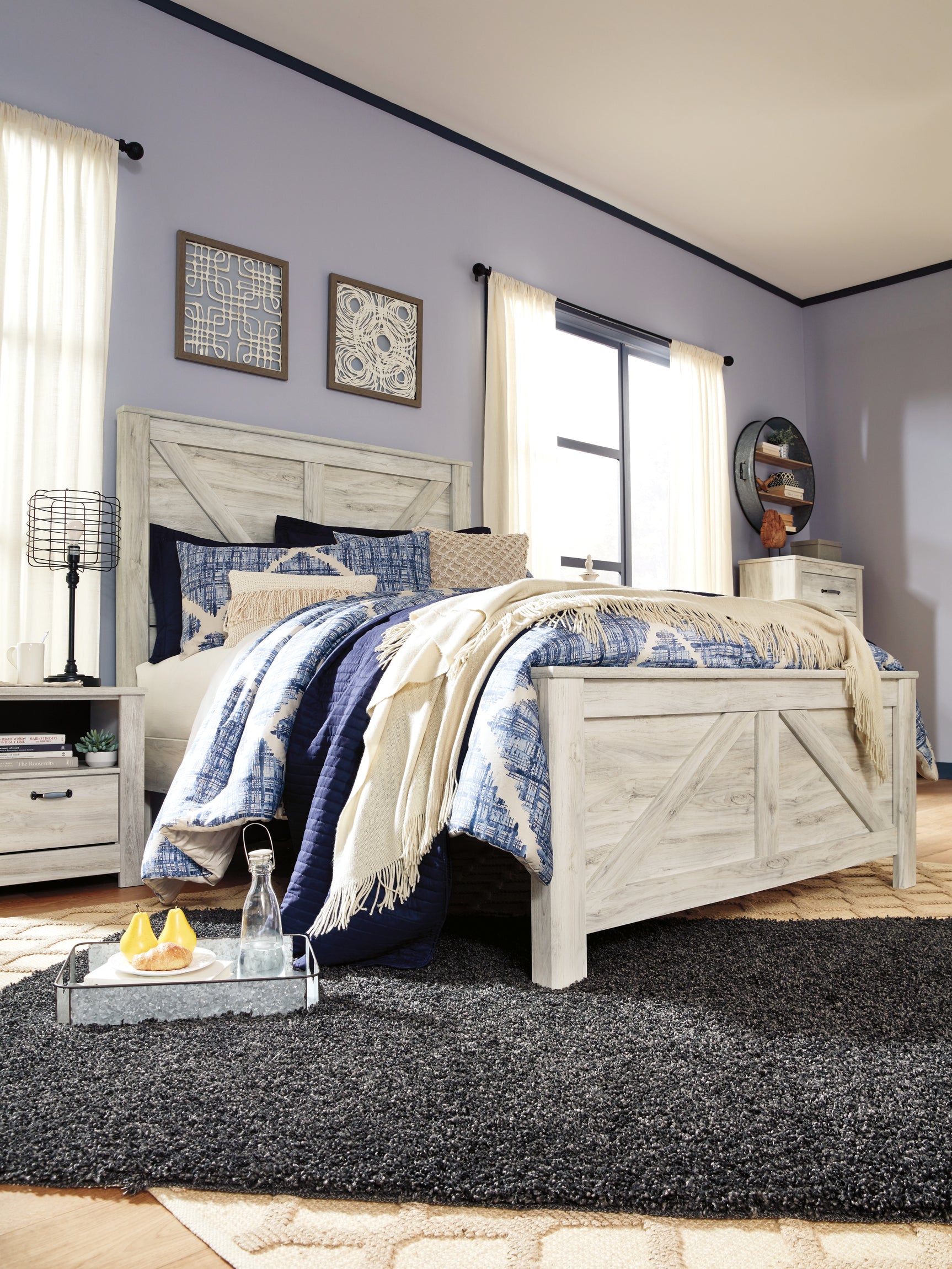 Bellaby Whitewash Queen Crossbuck Panel Bed (Online Special Price) - Ornate Home