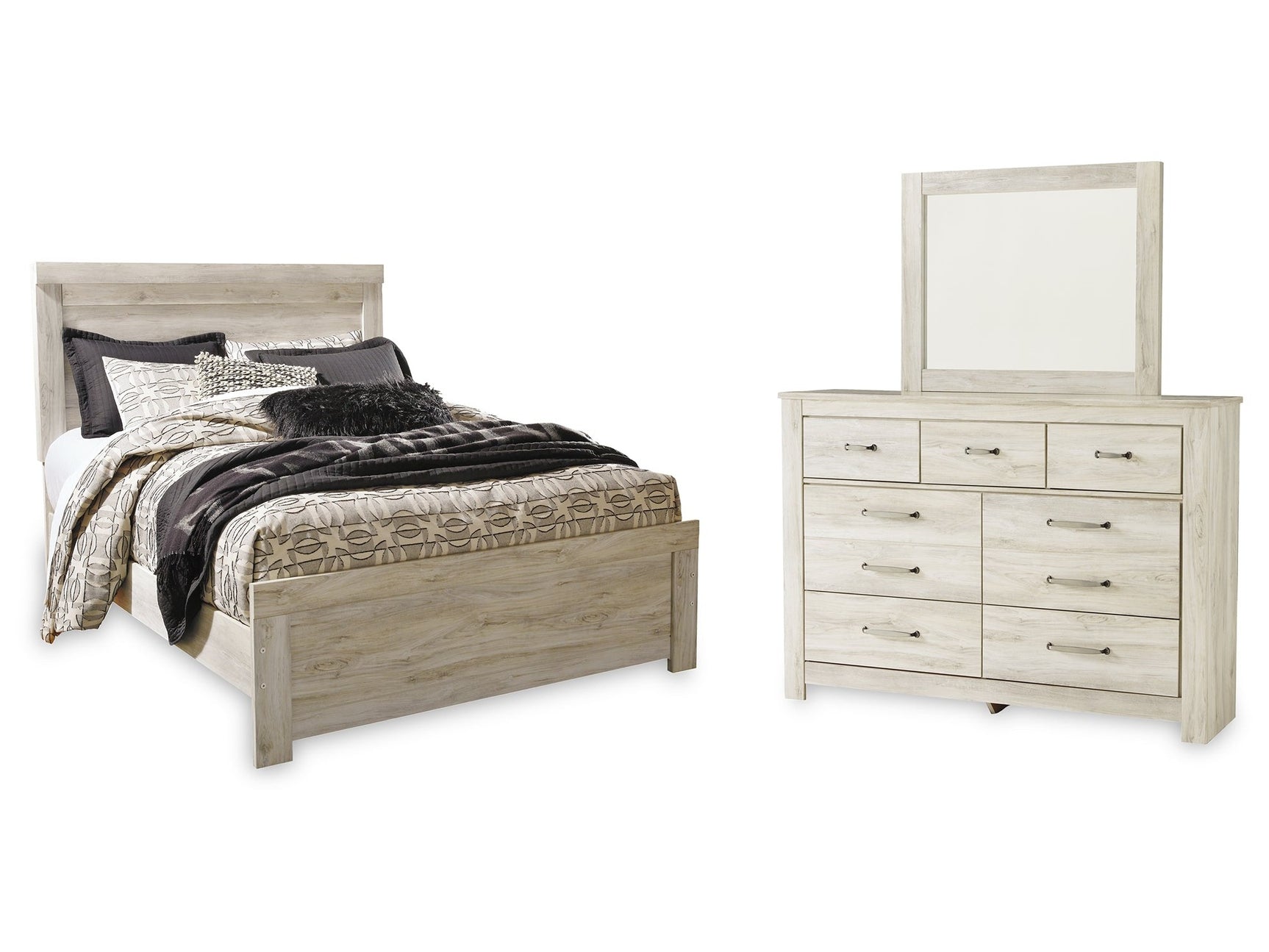 Bellaby Whitewash Queen Panel Bed, Dresser and Mirror (Online Special Price) - Ornate Home