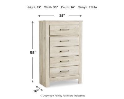 Bellaby Whitewash Queen Panel Bedroom Set with Dresser, Mirror, Chest and 2 Nightstands - Ornate Home