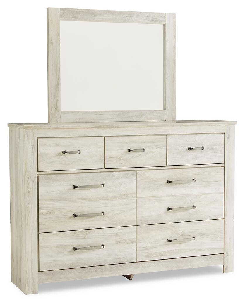 Bellaby Whitewash Queen Panel Headboard, Dresser, Mirror, Chest and 2 Nightstands - Ornate Home