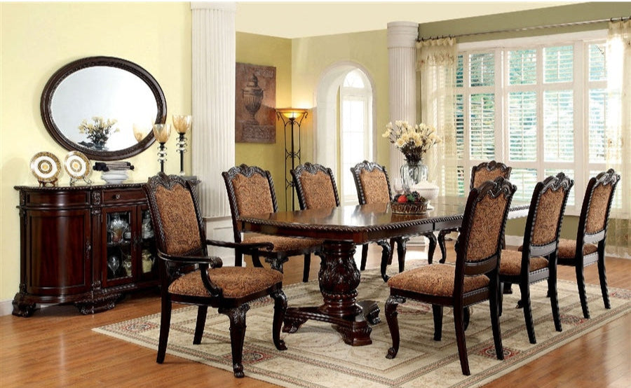 Bellagio Brown Cherry/Brown Fabric Dining Armchair (Set of 2) - Ornate Home