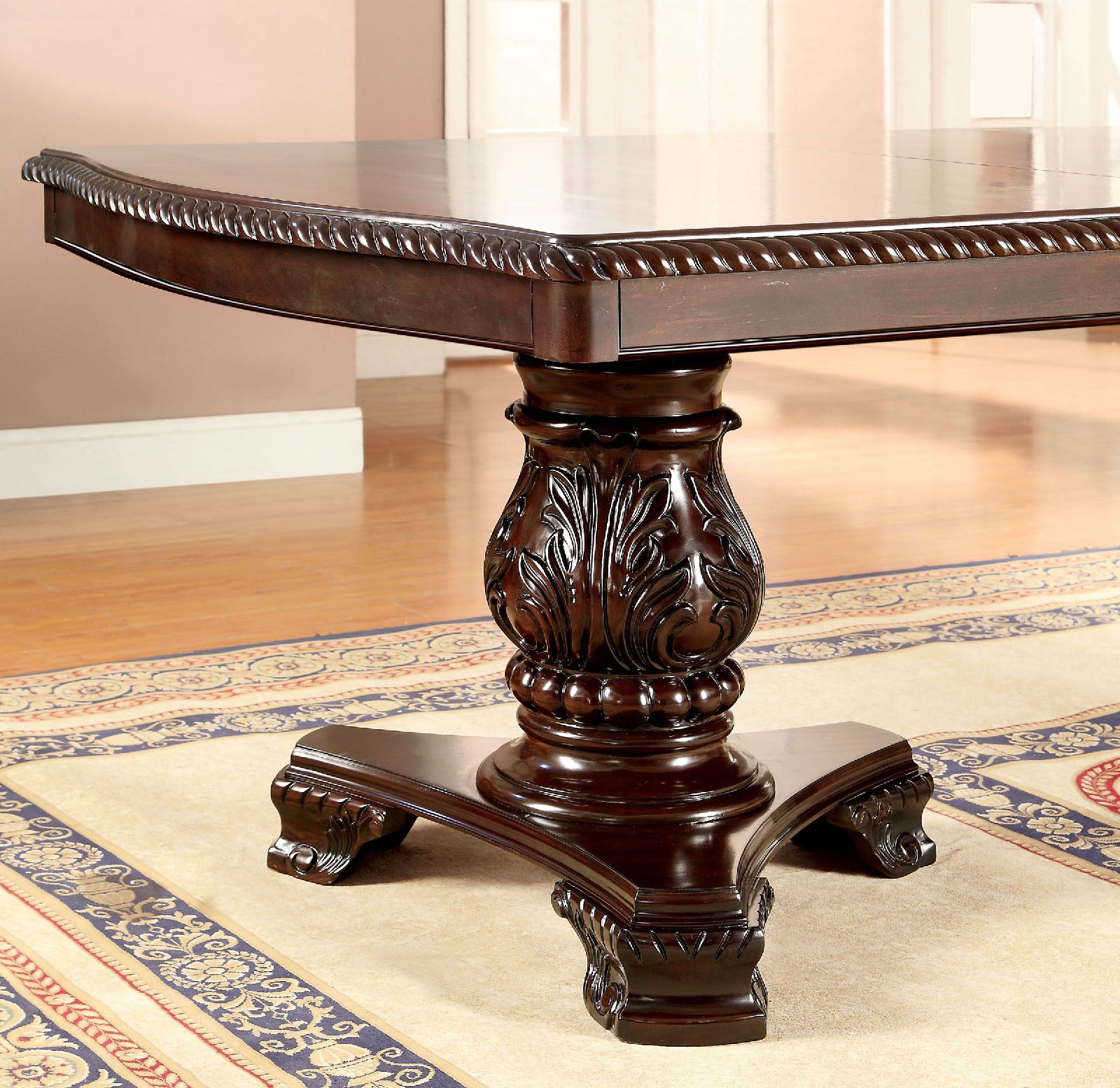 Bellagio Brown Cherry Wooden/Leatherette Uph. Dining Room Set / 7-piece - Ornate Home