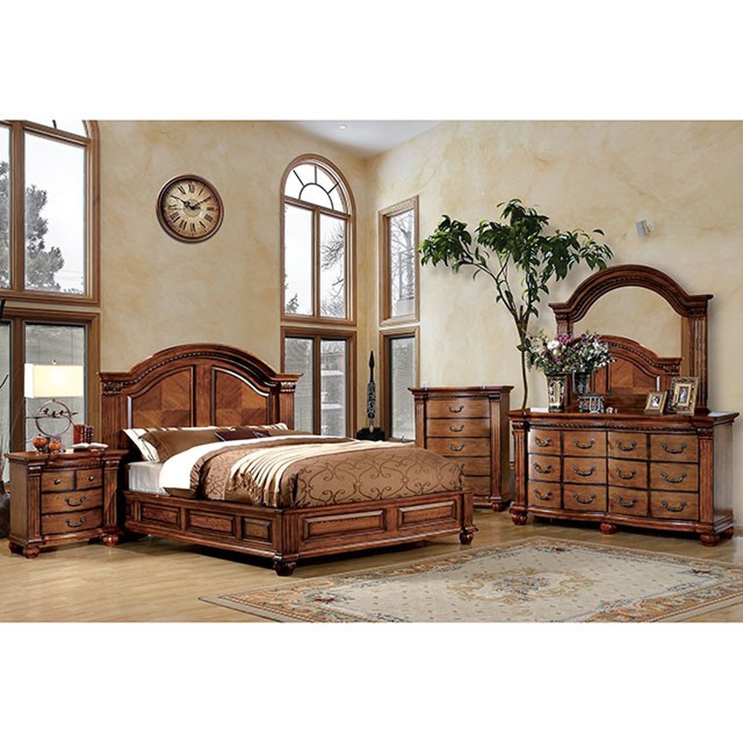 Bellagrand Antique Tobacco Oak Cal.King Bed - Ornate Home