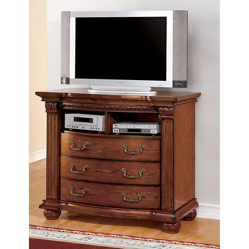 Bellagrand Antique Tobacco Oak Media Chest - Ornate Home