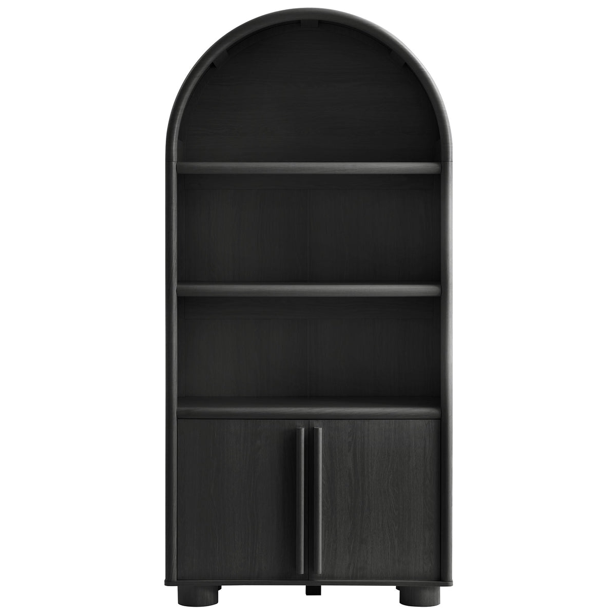 Bellamy Black Oak Tall Arched Display Cabinet Bookcase - Ornate Home