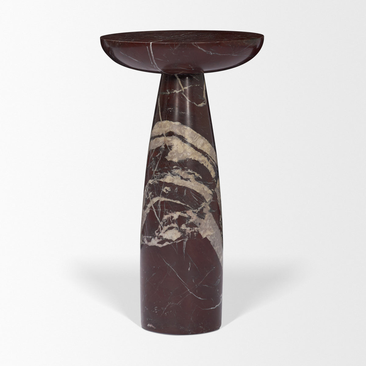 Bellancia Red Rosso Levanto Marble Pedastal Side Table - Ornate Home