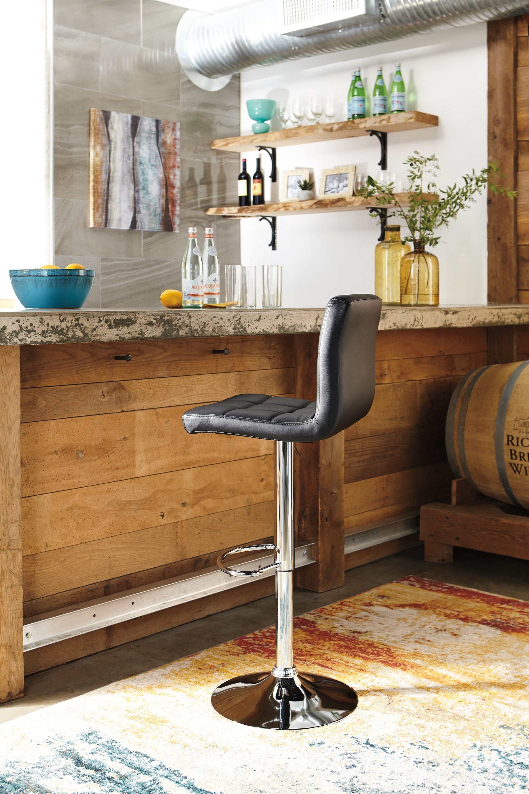 Bellatier Faux Leather Adjustable Height Bar Stools (Online Special Price) - Ornate Home