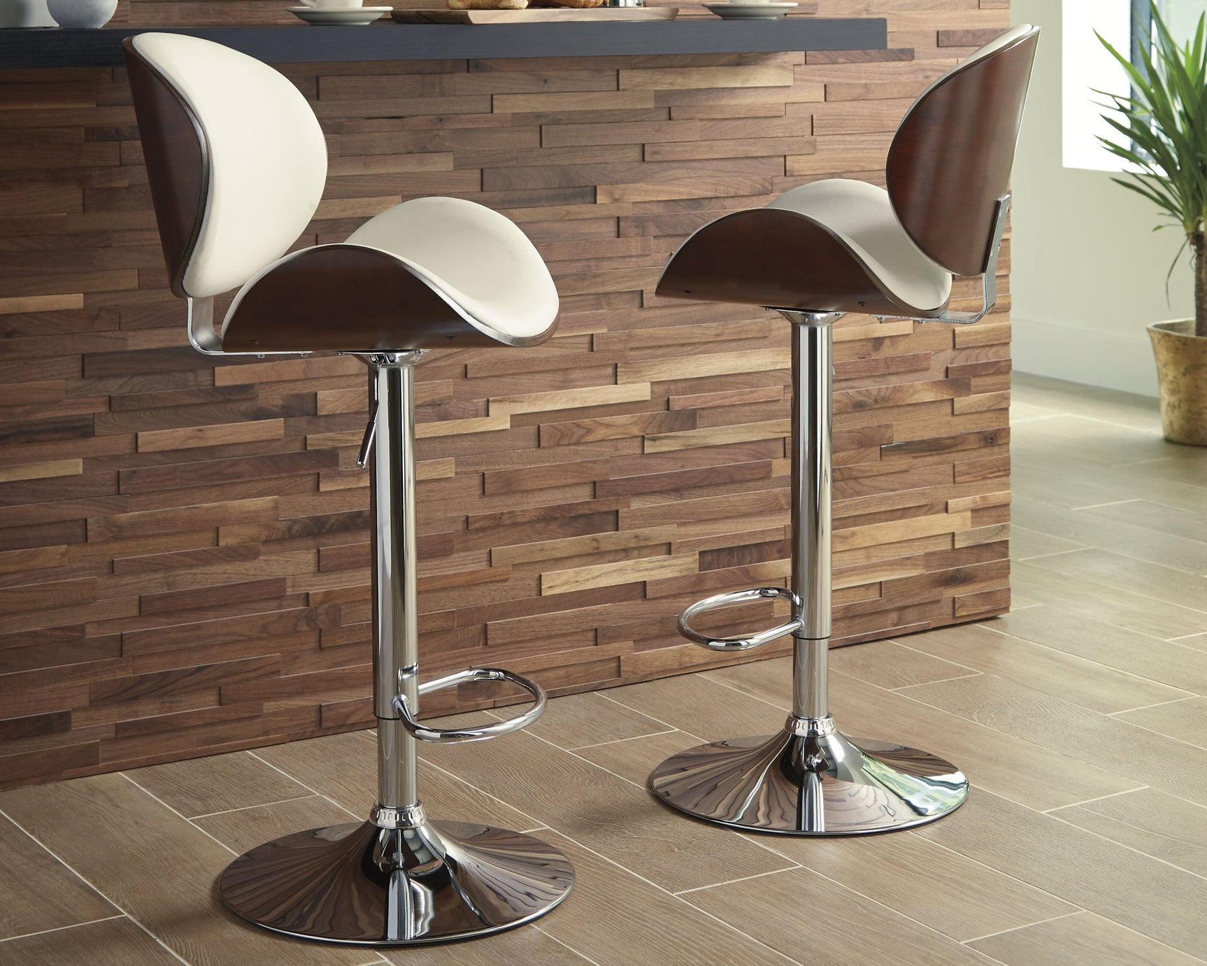 Bellatier Faux Leather Adjustable Height Bar Stools (Online Special Price) - Ornate Home