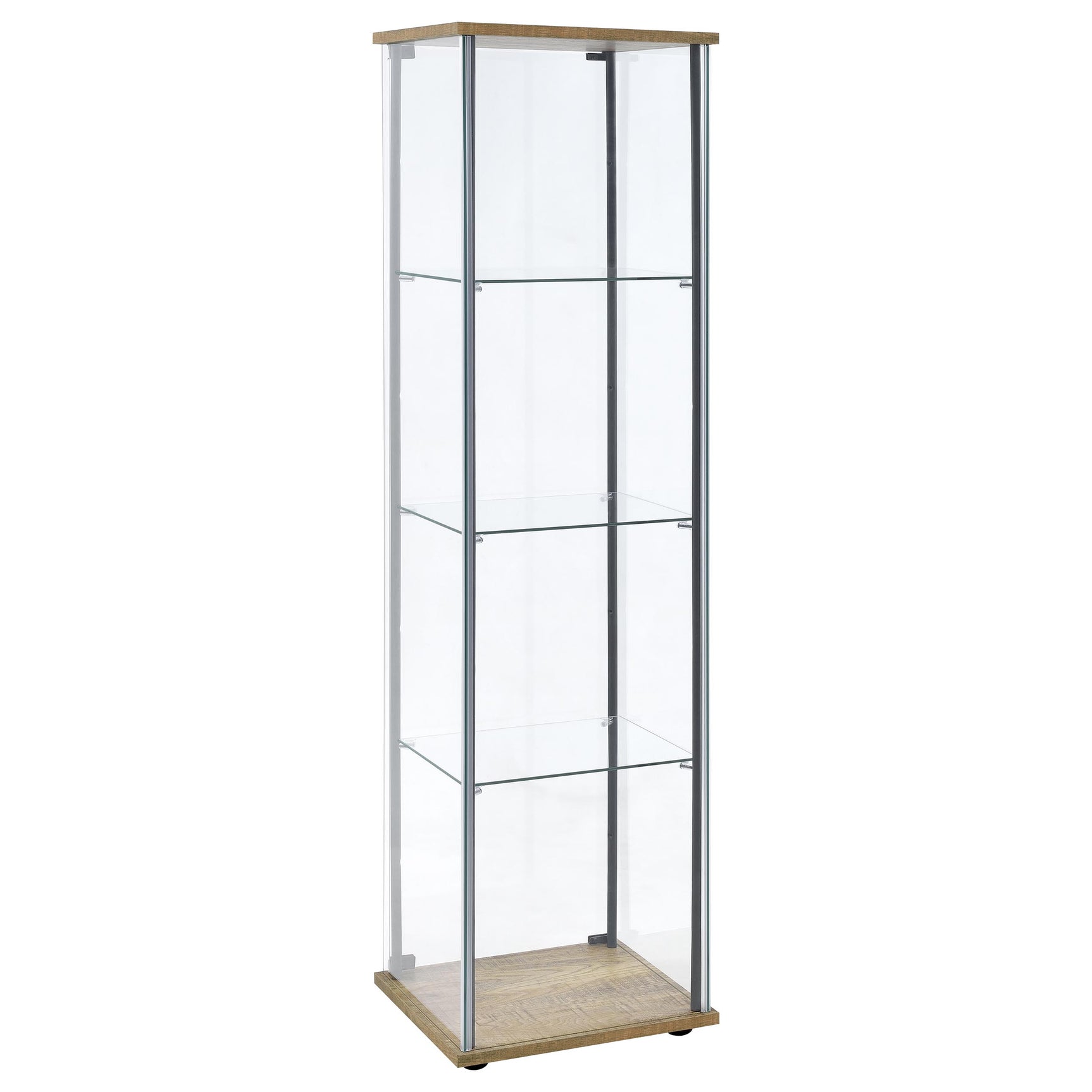 Bellatrix Mango 3-shelf Clear Glass Curio Cabinet - Ornate Home