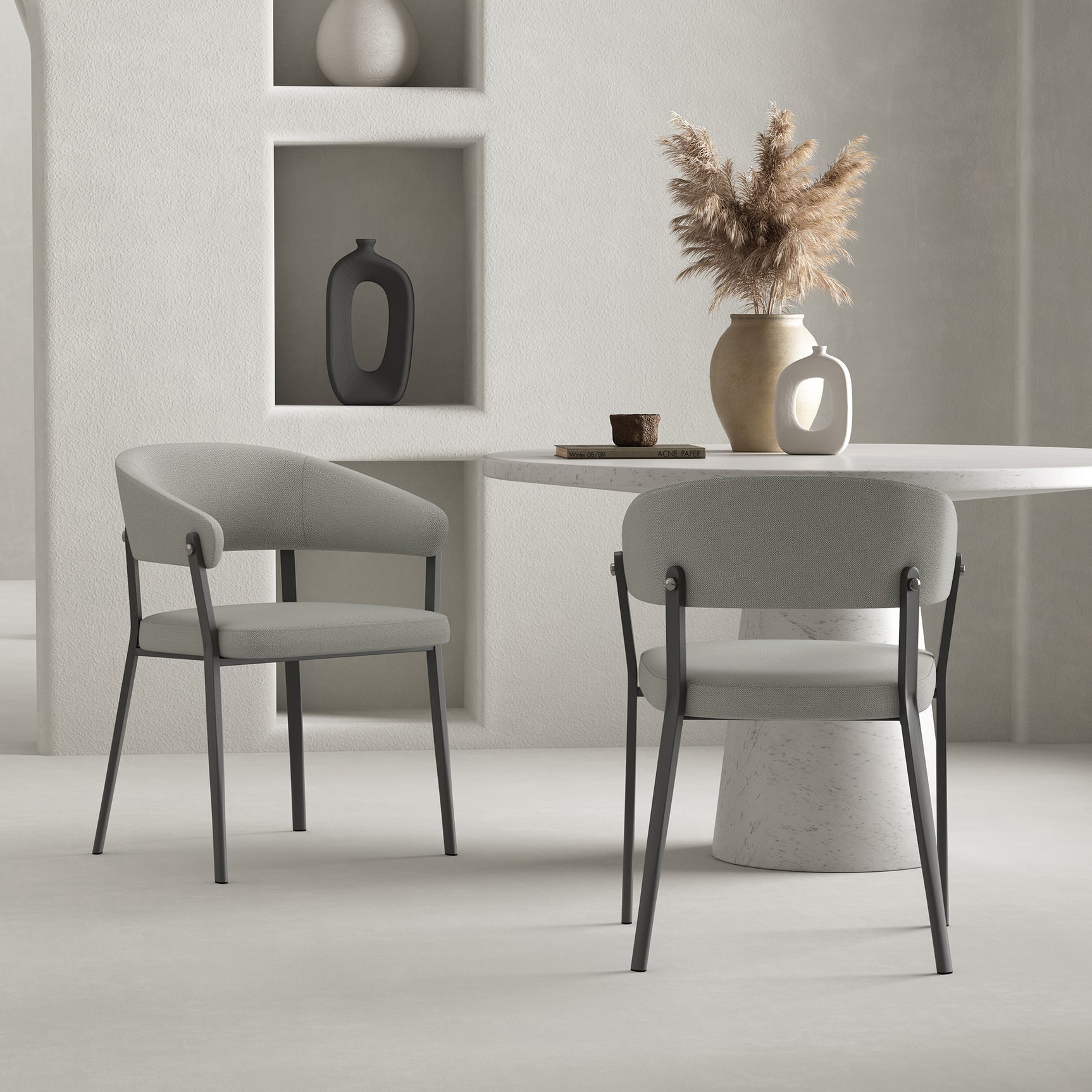 Belle Dining Chair in Stone Grey (set of 2) - Ornate Home