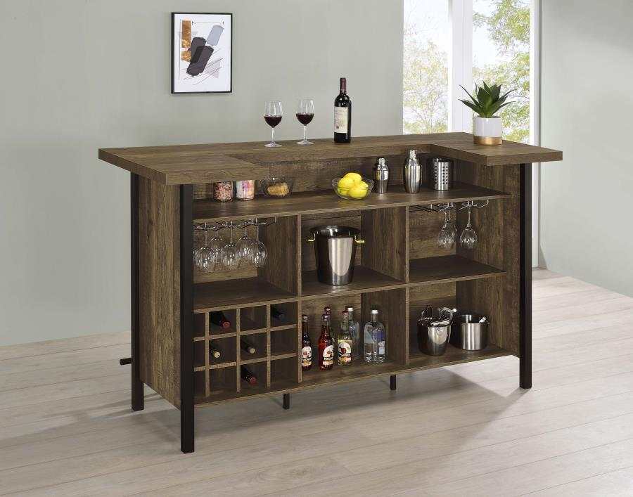 Bellemore Rustic Oak Rectangular Storage Bar Unit - Ornate Home