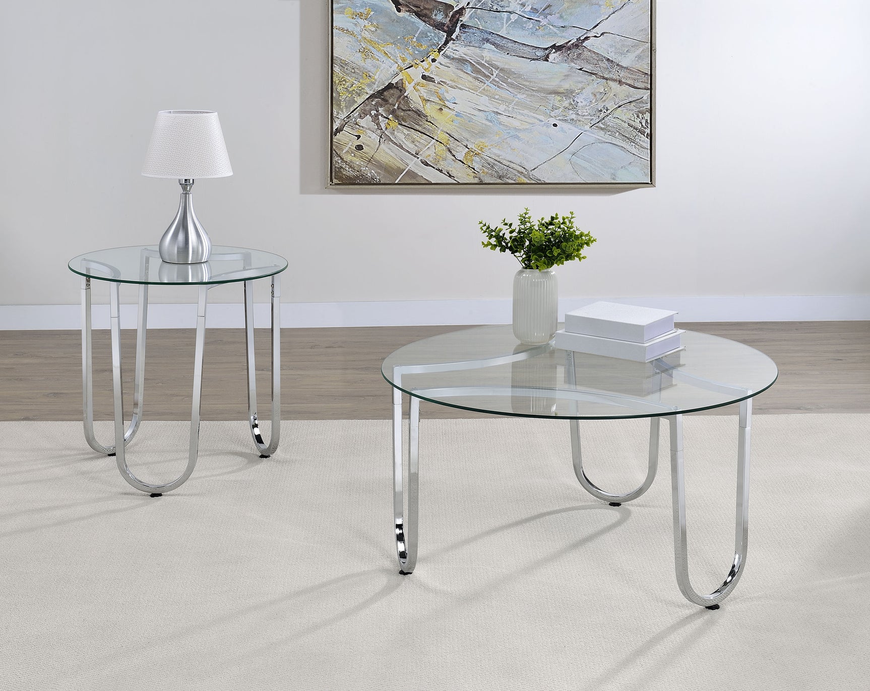 Beller Chrome Round Tempered Glass Top End Side Table - Ornate Home