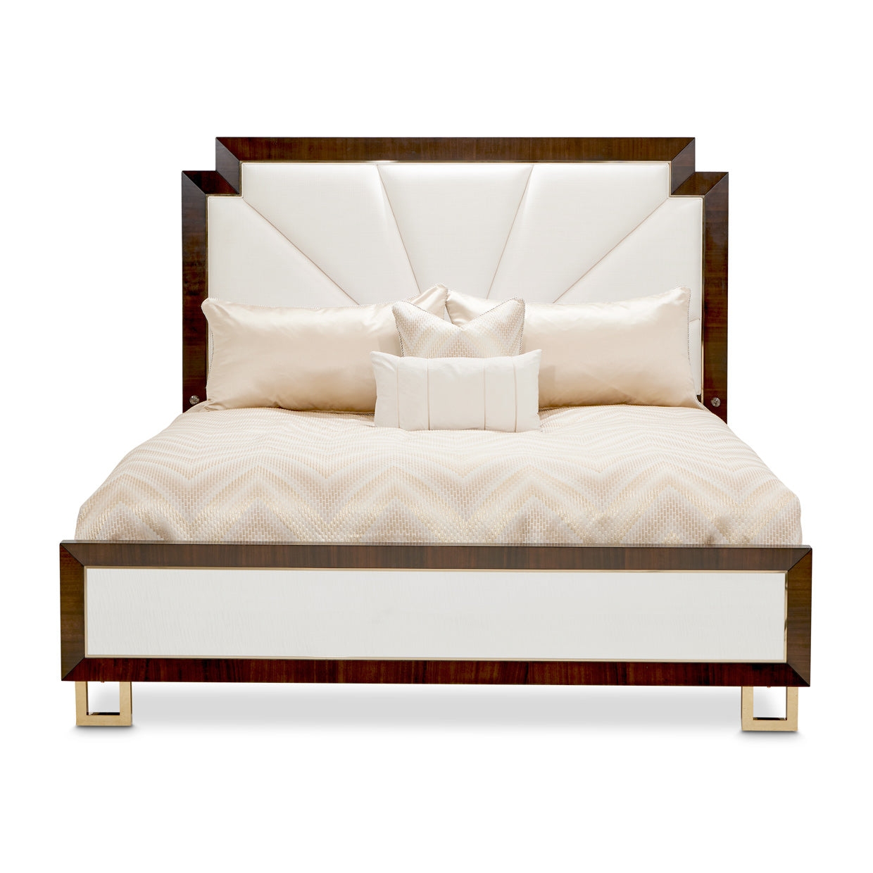 Belmont Place Espresso/Cream Upholstered Bed - Ornate Home