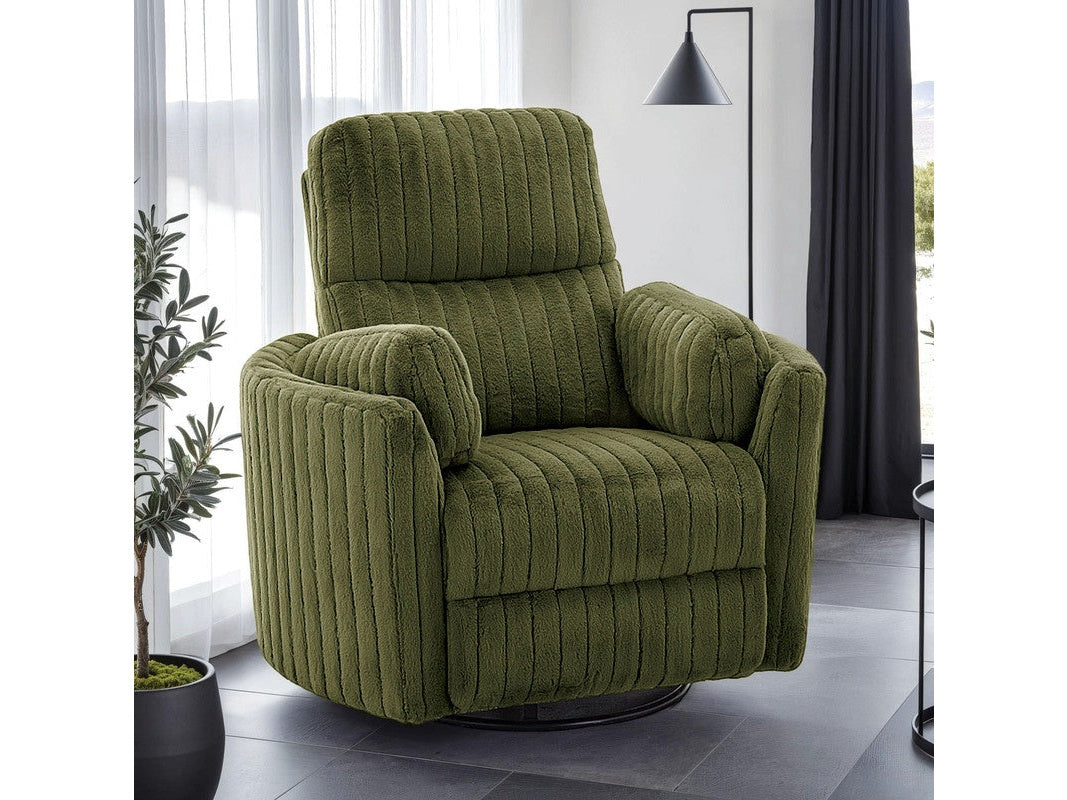Belper Olive Green Power Glider Recliner w/ Swivel - Ornate Home