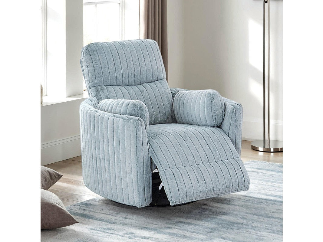 Belper Sky Blue Power Glider Recliner w/ Swivel - Ornate Home