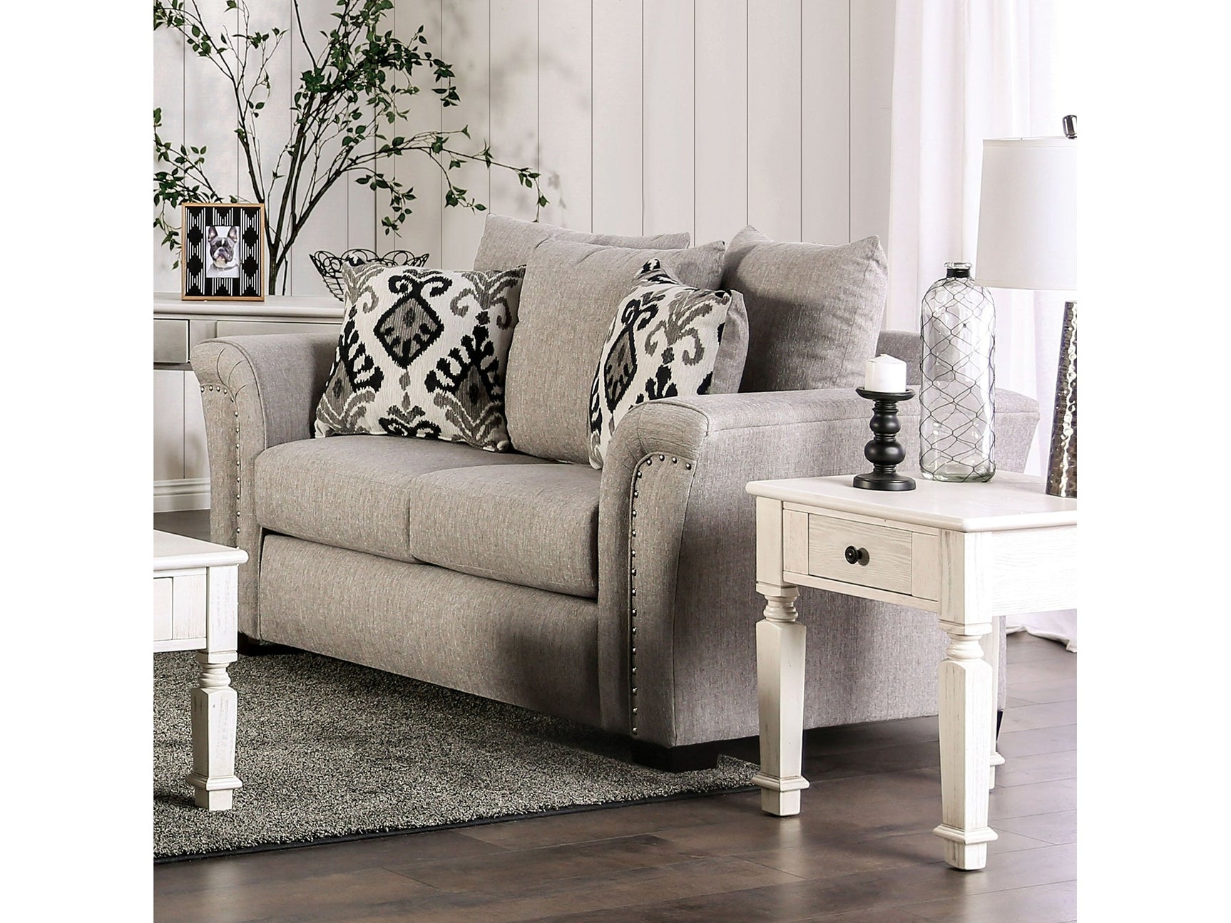 Belsize Light Taupe/Black Loveseat - Ornate Home