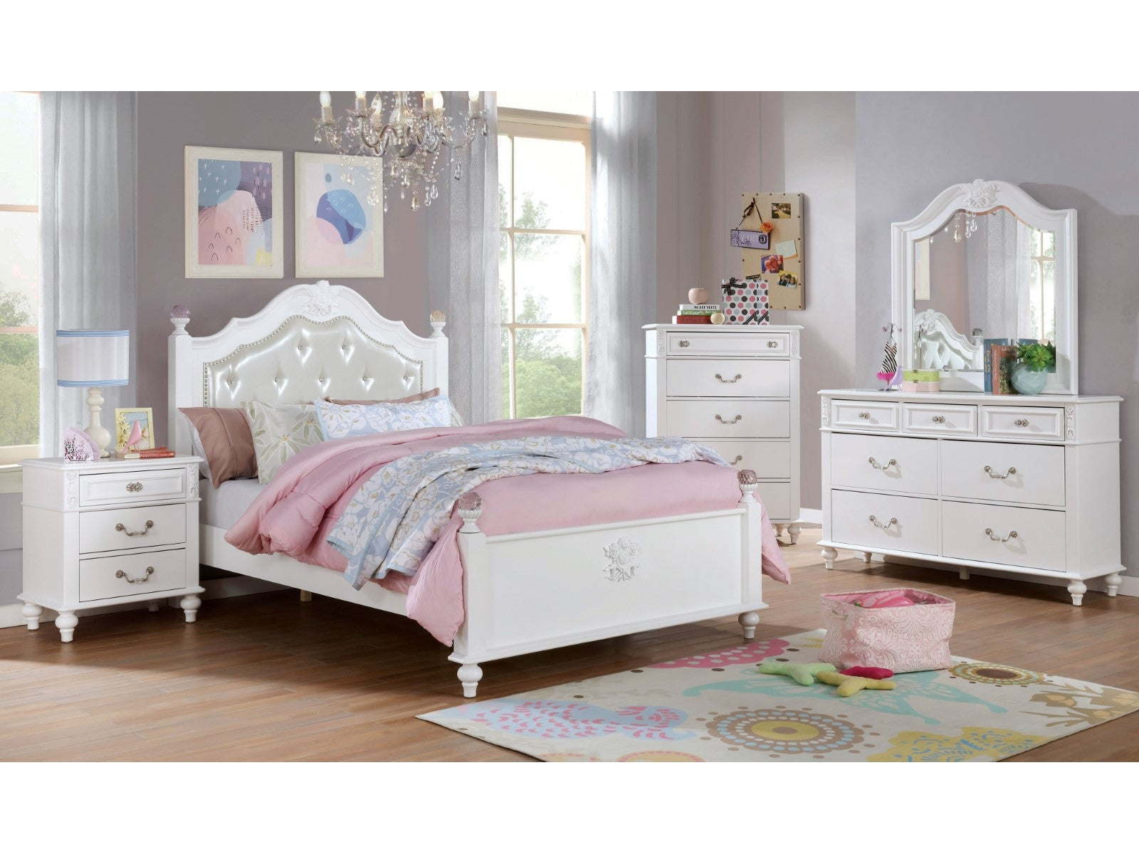 Belva White 4 Pc. Full Bedroom Set - Ornate Home