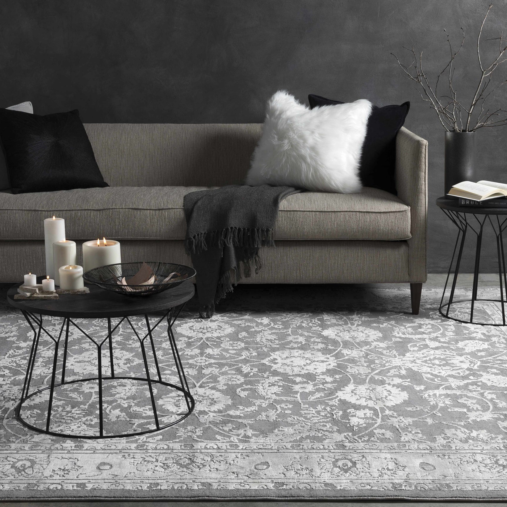 Benavides Gray Updated Traditional Tibetan Rug - Ornate Home