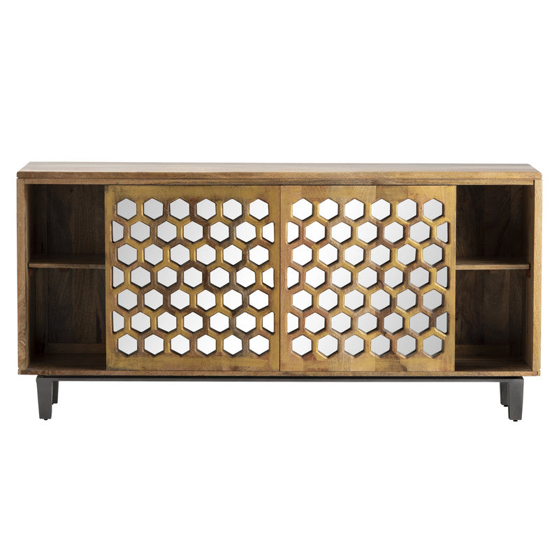 Bengal Manor Brown/Silver Honeycomb Sideboard - Ornate Home