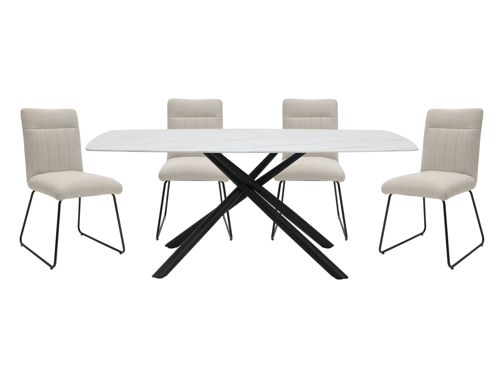 Benito White/Beige 5-Piece Dining Table Set - Ornate Home