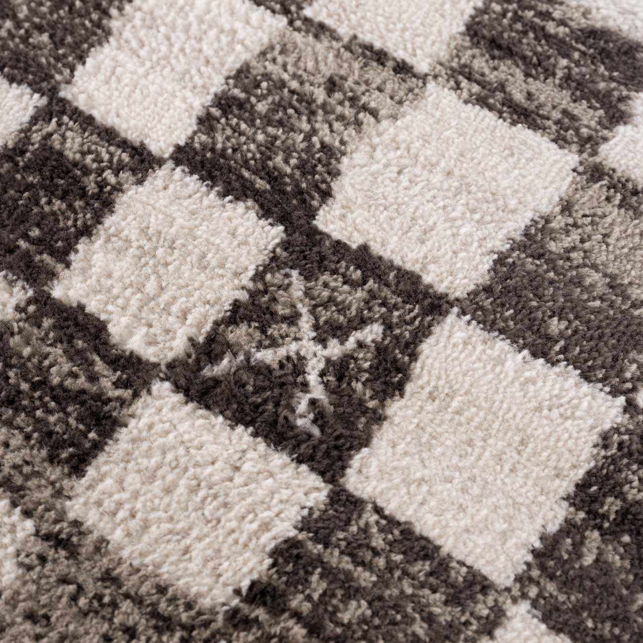Benjy Cream & Charcoal Checkered Area Rug - Ornate Home