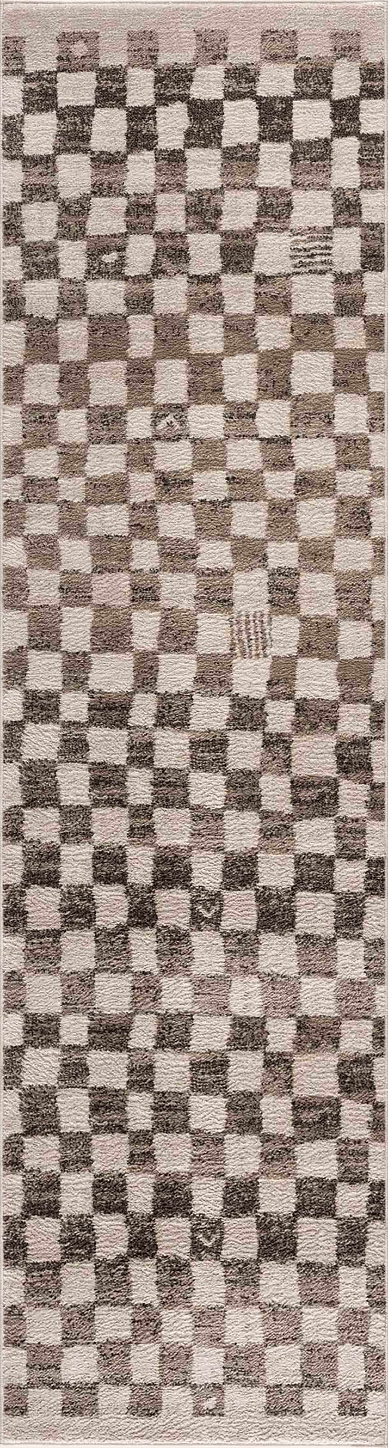 Benjy Cream & Charcoal Checkered Area Rug - Ornate Home