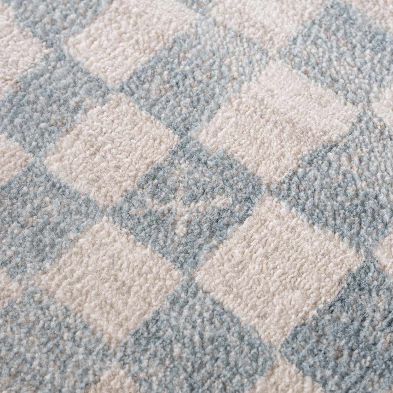 Benjy Cream & Light Blue Checkered Area Rug - Ornate Home