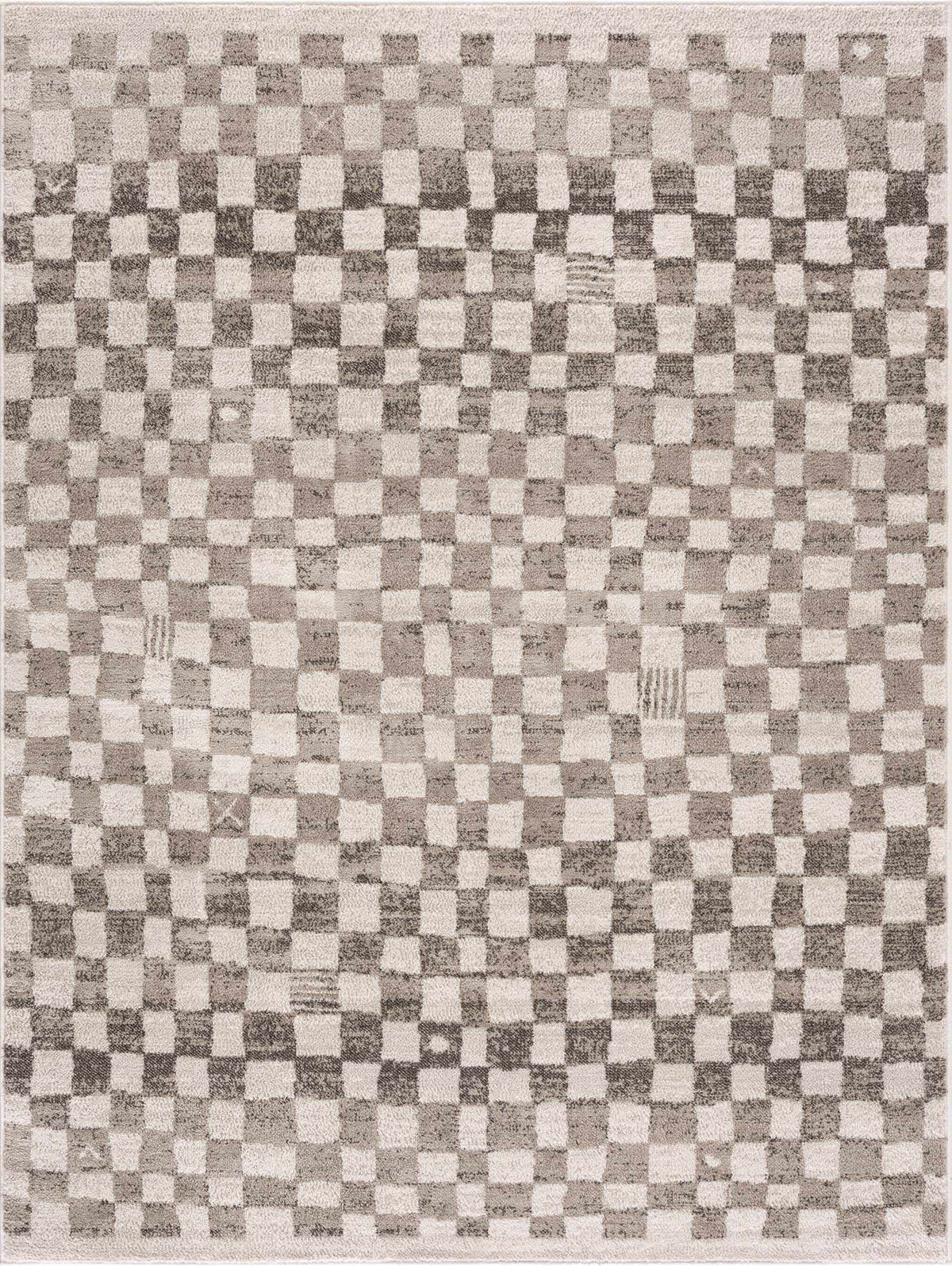 Benjy Irregular Checkboard Rug - Beige - Ornate Home