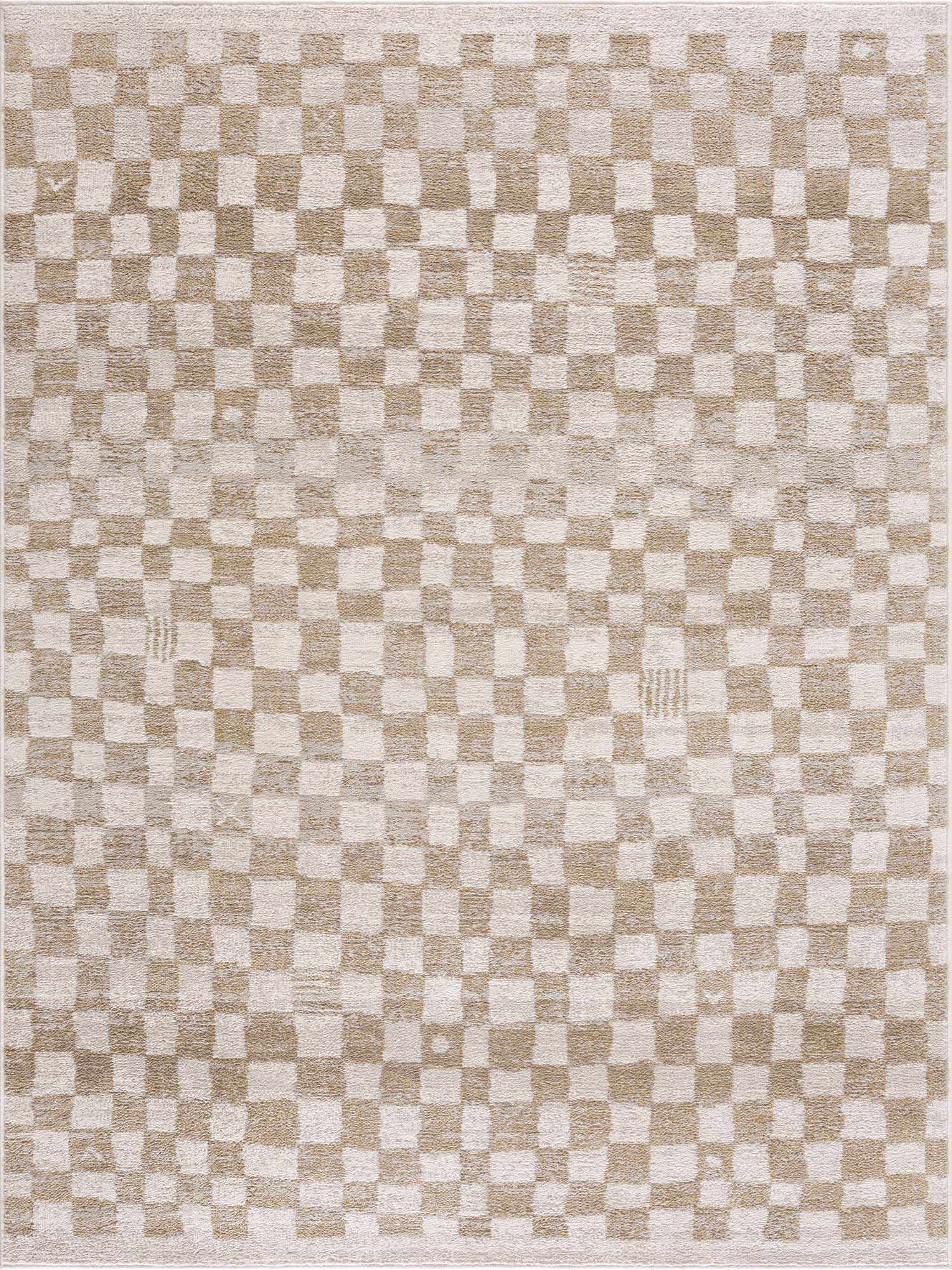 Benjy Irregular Checkboard Rug - Cream&Gold - Ornate Home