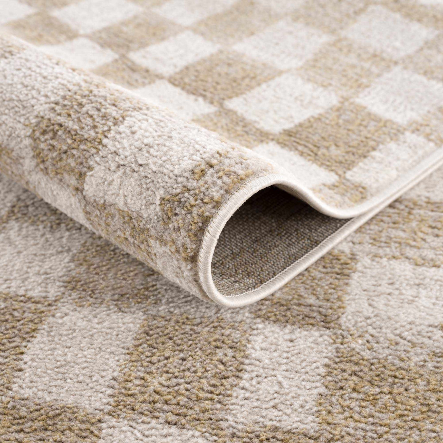 Benjy Irregular Checkboard Rug - Cream&Gold - Ornate Home