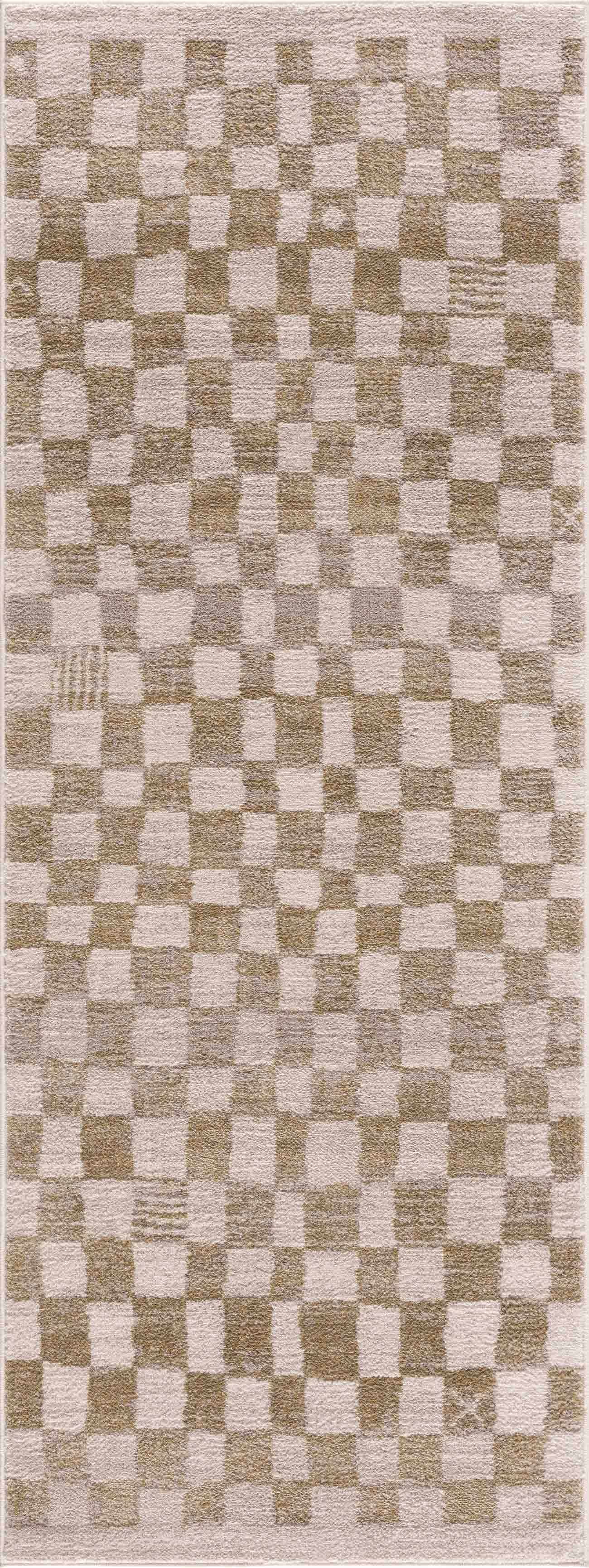 Benjy Irregular Checkboard Rug - Cream&Gold - Ornate Home
