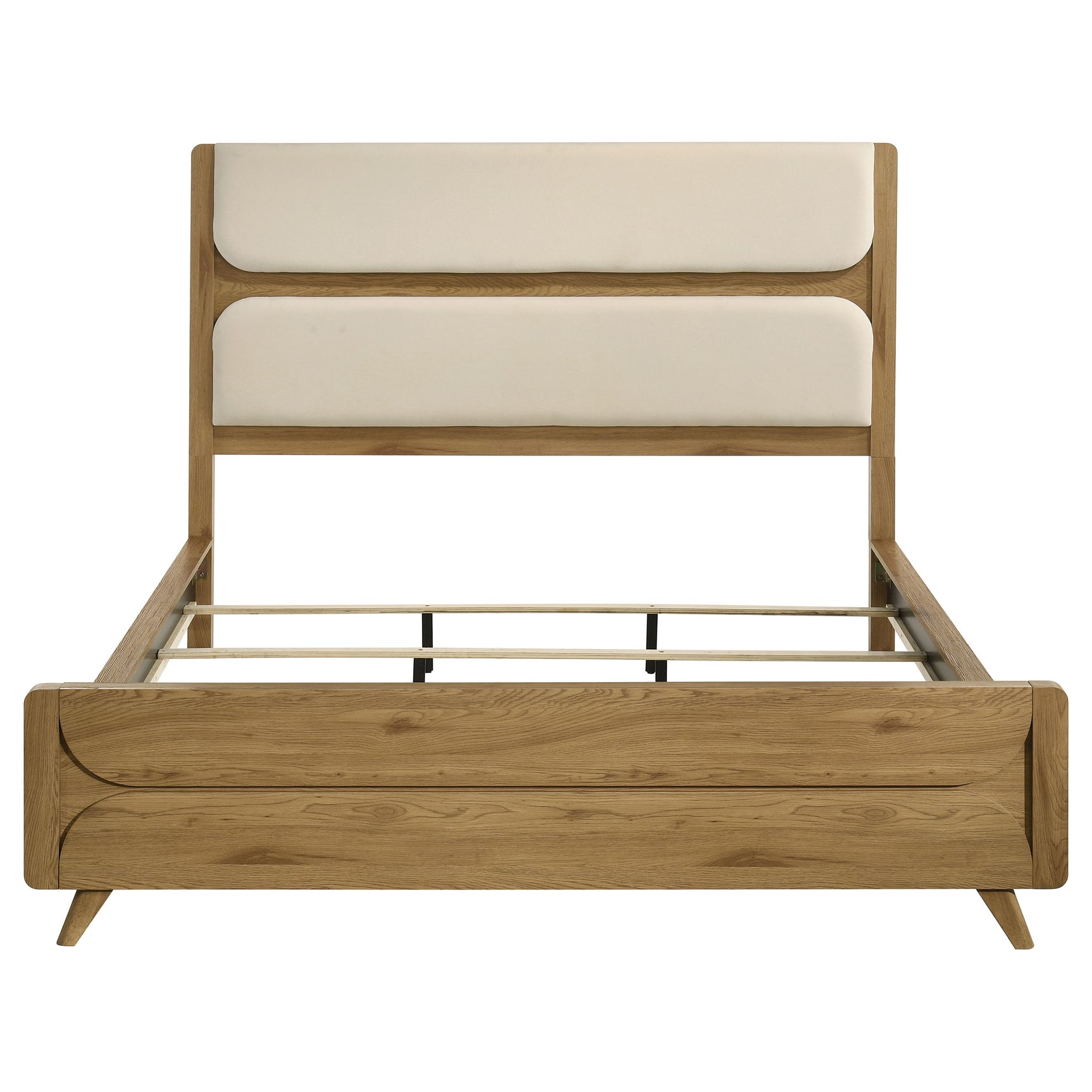 Bennett Cream/Light Oak 62-inch California King Upholstered Panel Bed - Ornate Home