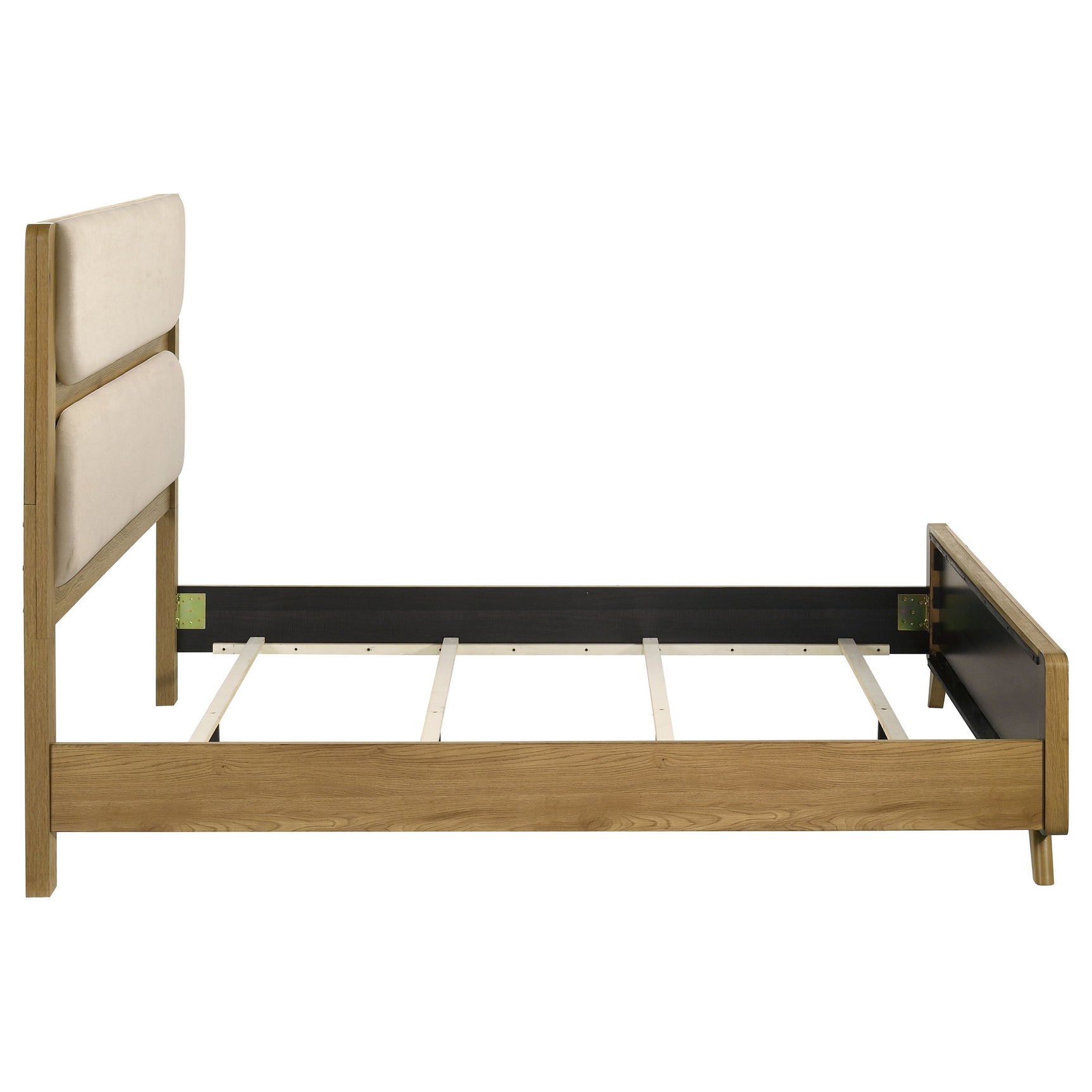 Bennett Cream/Light Oak 62-inch Queen Upholstered Panel Bed - Ornate Home