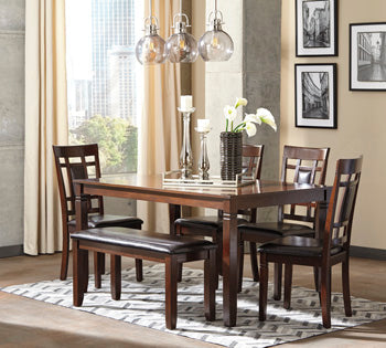 Bennox Brown Dining Room Set w/ Bench (Set of 6) (Online Special Price) - Ornate Home