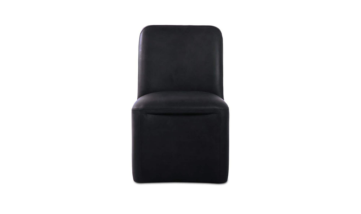 Bent Black Leather Rolling Dining Chair (Set of 2) - Ornate Home