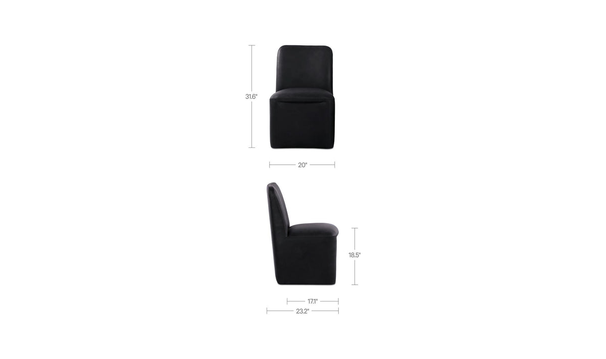 Bent Black Leather Rolling Dining Chair (Set of 2) - Ornate Home