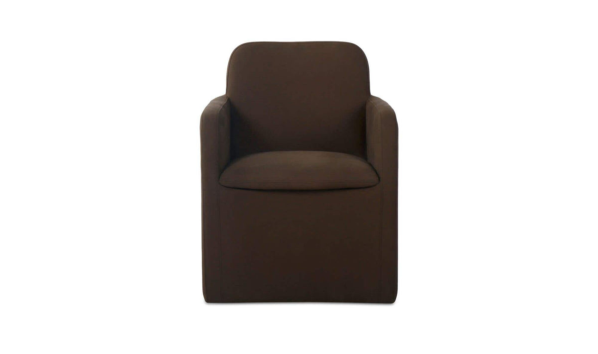 Bent Dark Brown Rolling Arm Chair - Ornate Home