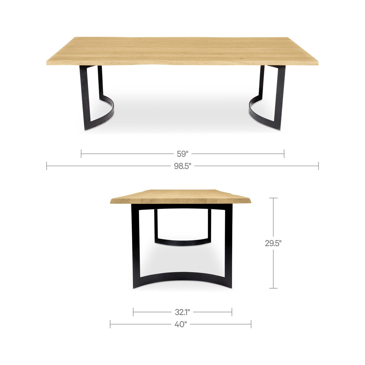 Bent Natural Oak Small Dining Table - Ornate Home