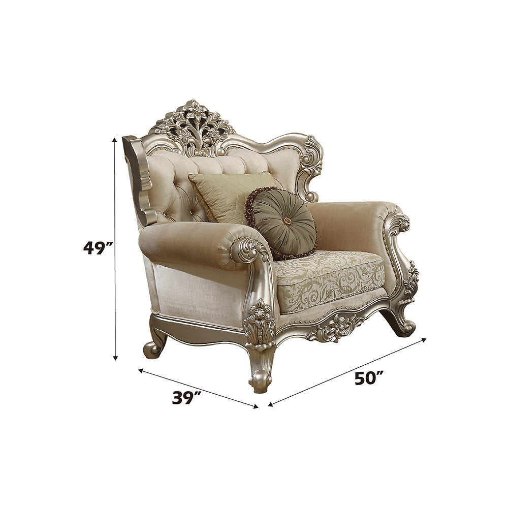 Bently Chair with 2 Pillows in Champagne - Ornate Home