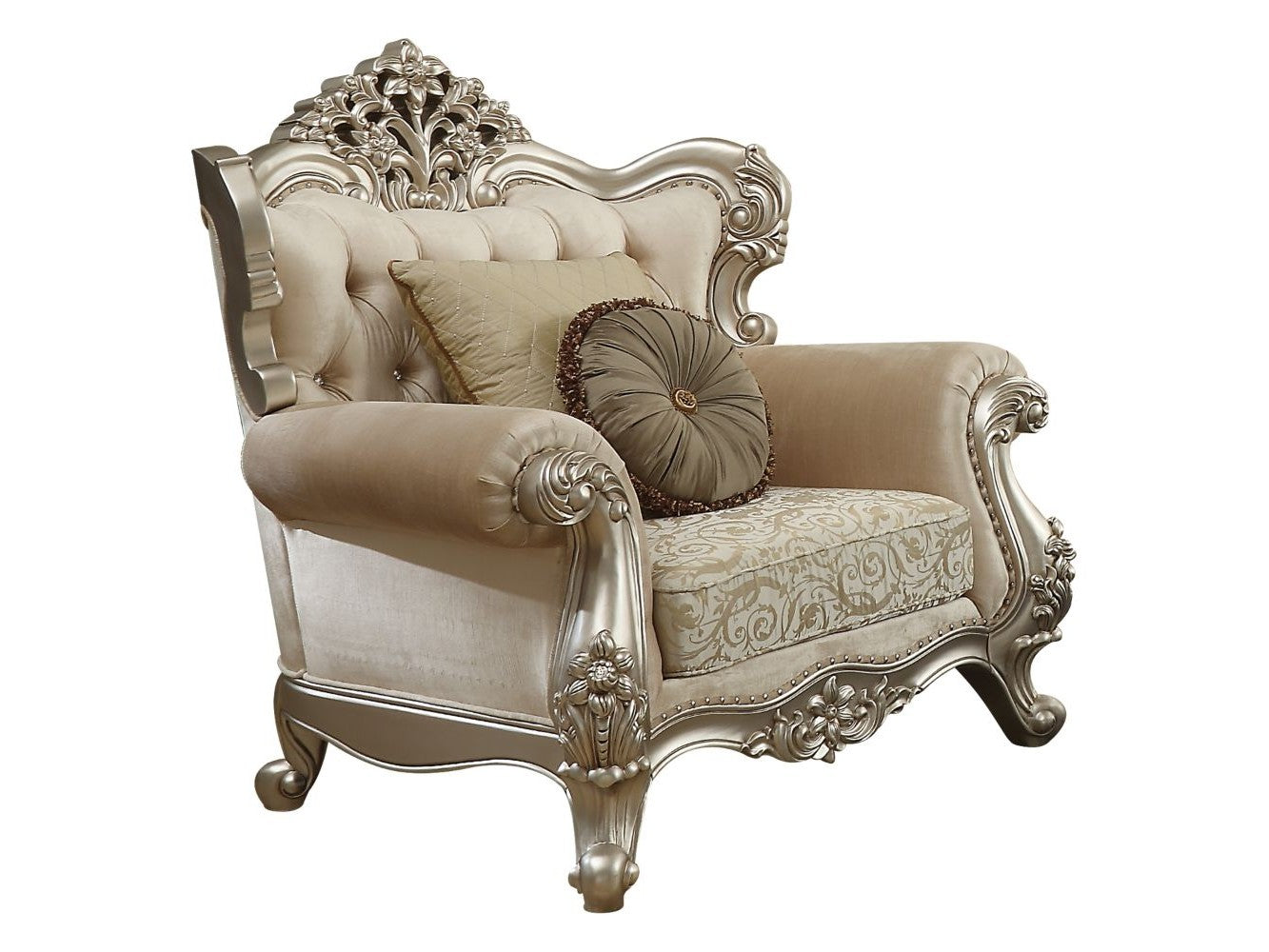 Bently Chair with 2 Pillows in Champagne - Ornate Home