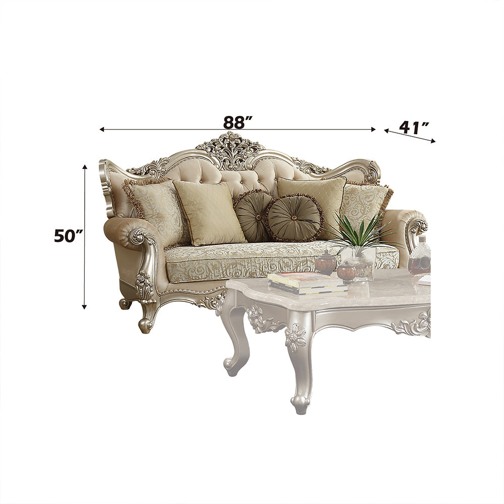 Bently Sofa with 7 Pillows in Champagne - Ornate Home