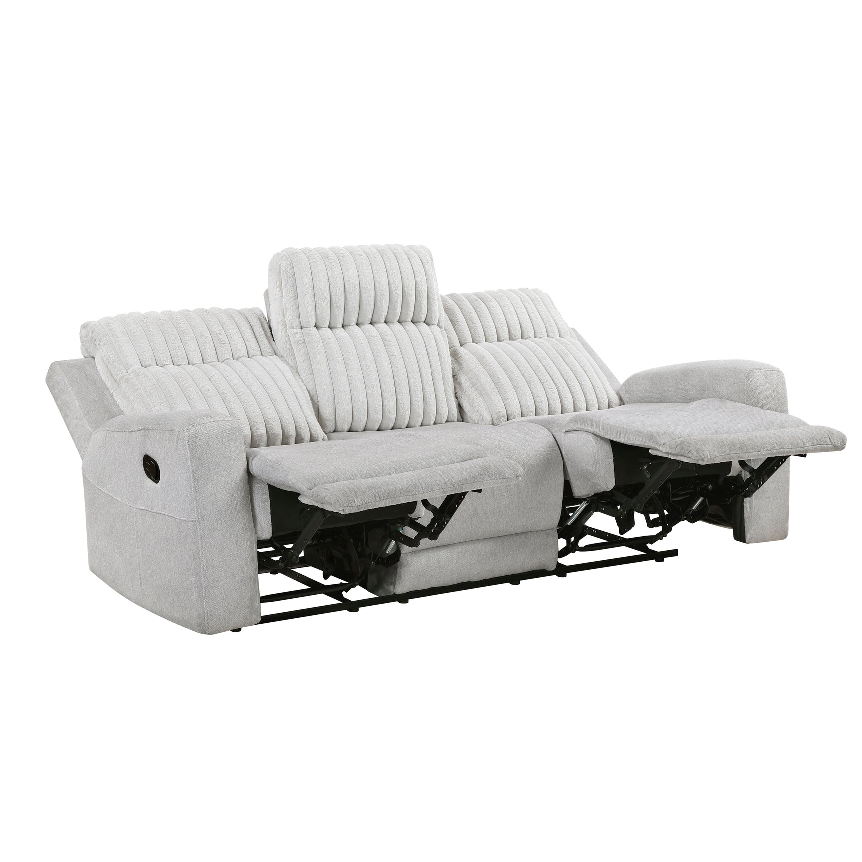 Benton Light-Gray Double Reclining Sofa - Ornate Home