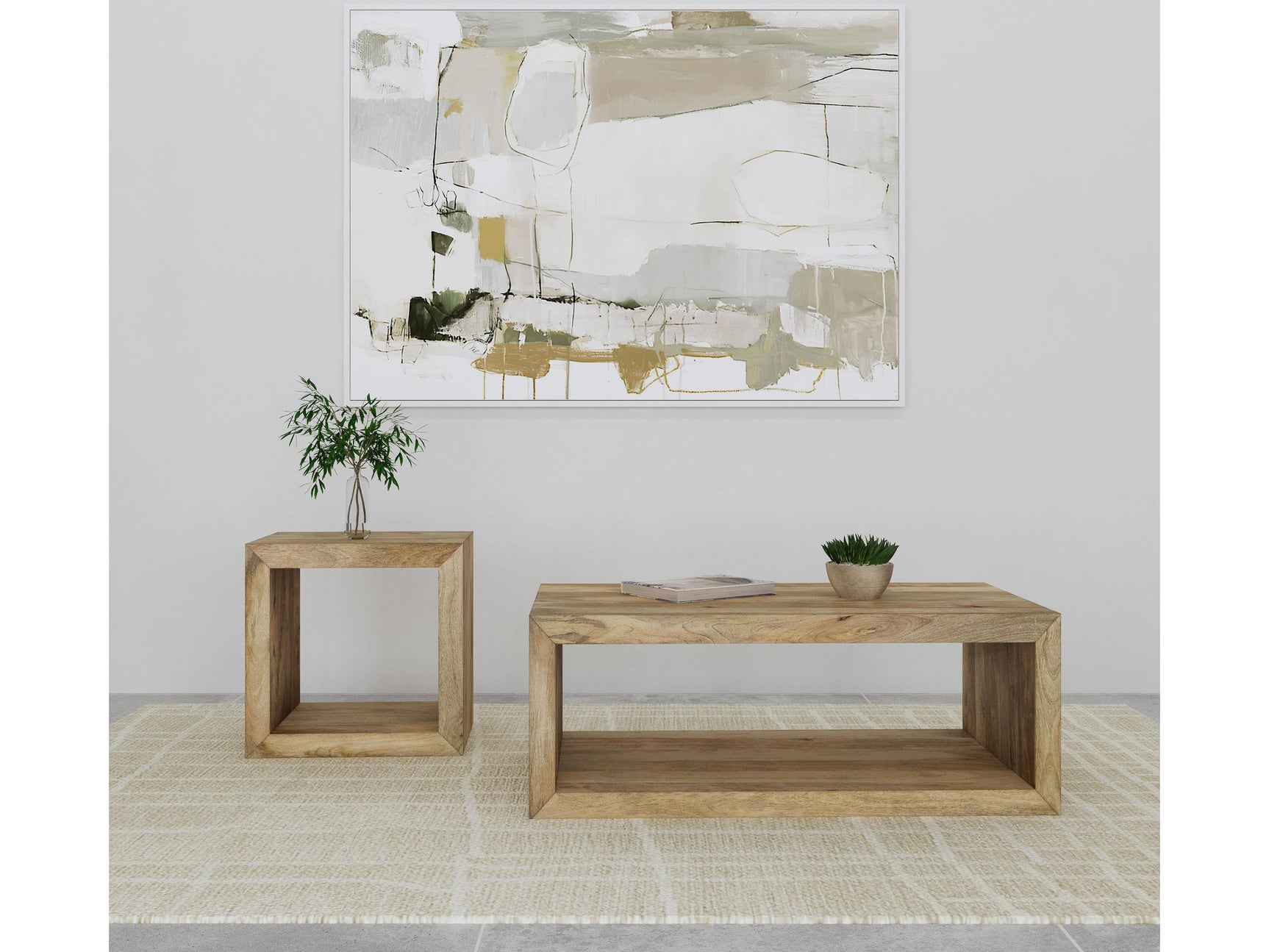 Benton Natural 2-piece Solid Mango Coffee and End Table Set - Ornate Home